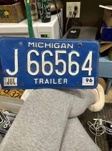 1996 Michigan Trailer License Plate J 66564 - Picture 1 of 23