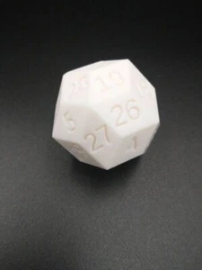 Jumbo 30 Sided 3D Printed White Gaming Dice RPG Triacontahedron 4 in Jumbo - Picture 1 of 2