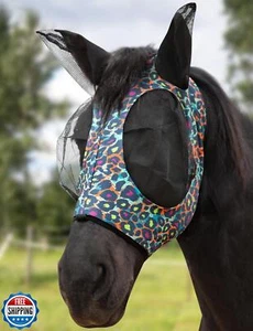 Harrison Howard Stretch Fly Mask with Forelock Opening and Patterns Comfortab - Picture 1 of 5