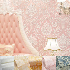 9.5m 5 Colors Luxury Damask Embossed Flocked Textured Non-woven Wallpaper Roll