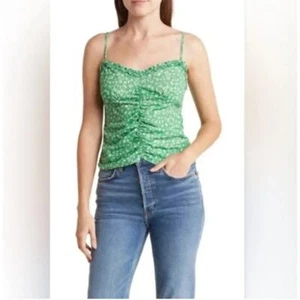 Üppig grün & weiß Blumendruck geraffte Vorderseite Cami Größe 1X - Bild 1 von 8