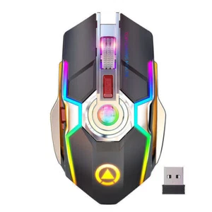 A5 Wireless Gaming Mouse Rechargeable Silent Ergonomic 7 Keys RGB Backlit Mice - Picture 1 of 14