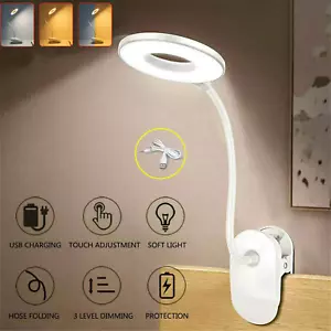 LED Klemmleuchte dimmbar Schreibtischlampe Leselampe flexibel USB Tisch-Lampe DE - Bild 1 von 12