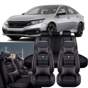 For Honda Civic Car Seat Covers 5-Seat Full Set Front & Rear Cushion Leather - Picture 1 of 12