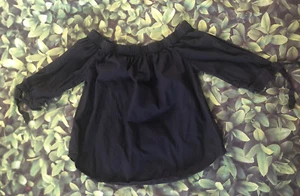 Ambiance Off The Shoulder 3/4 Tie Sleeve Blouse Women’s Junior Size Large L - Picture 1 of 6