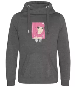 Anime Girl Hoodie Japanese Aesthetic Art Cross Neck Hoodie Gift Adults & Kids - Picture 1 of 15