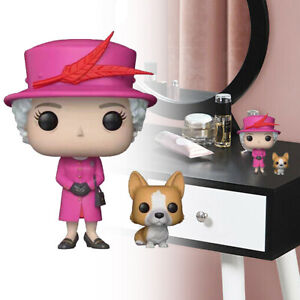 FUNK POP Queen Elizabeth II With Corgi Dog Exclusive PVC Figures Royalty Statue