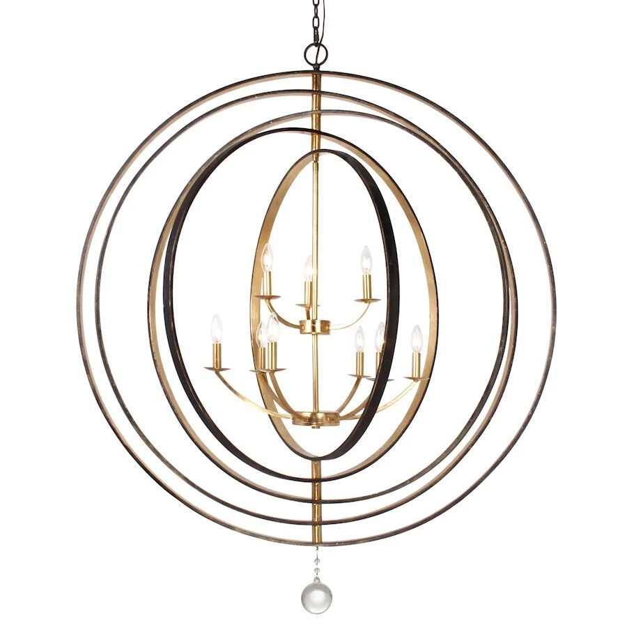 Araña Crystorama Luna 9 luces inglesa de bronce y oro antiguo - 587-EB-GA Foto 1 de 1