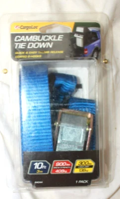 CargoLoc Cambuckle Tie Downs 84044 10' x 900 lbs - S-Hooks New in Package - Image 1 of 3
