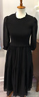 Forever 21 black long dress, stretchy top, flowy skirt, 3/4 sleeves, size L