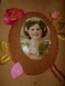 ANTIQUE PICTURE FRAME  Matting  needlework  8 x 10  (mat only) - Picture 1 of 4