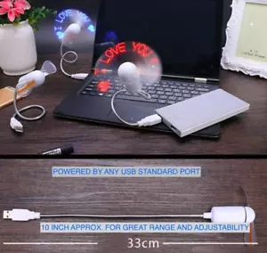 LED LICHT USB STROMKÜHLUNG Mini Lüfter Reise Laptop Computer PC Schreibtisch (I LOVE YOU) - Bild 1 von 14