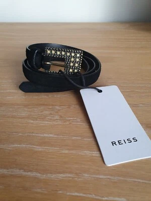 Cinturón Reiss Ellen-Gem Detalle Hebilla Cuero Negro Talla S PVP £65 Foto 1 de 4
