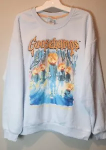 Women's Blue Goosebumps Halloween Sweatshirt Sweat Shirt Large - Picture 1 of 7