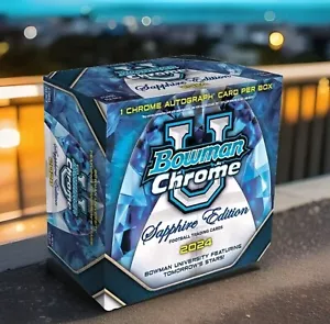 2024 Bowman University Chrome Football Sapphire Edition Hobby Box Factory Sealed - Bild 1 von 16