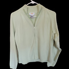 Talbots Lime Green Zip Up Ribbed Knit Petite Size Large Lg Womens
