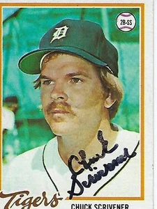 Topps #94 1978 firmado por Chuck Scrivener - Tigres de Detroit - Imagen 1 de 1