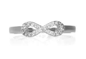 Eternity Ring 925 Sterling Silver Infinity Symbol Cubic Zirconia Size 6 7 - Picture 1 of 1