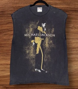Vintage Michael Jackson 2009 Music Shirt Black Size Large Hanes Sleeveless Cut - Picture 1 of 6