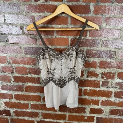 Wacoal Camisole Womens Small Beige Brown Lace Lingerie Cami Top Sheer Sexy - Image 1 of 4
