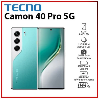 TECNO Camon 40 Pro 5G 12GB+256GB GREEN Dual SIM Unlocked Android Mobile Phone - Bild 1 von 3