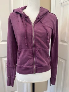 Free People S Violett Lila Full Zip Kapuzen Sweatshirt Used Taschen Jacke - Bild 1 von 17