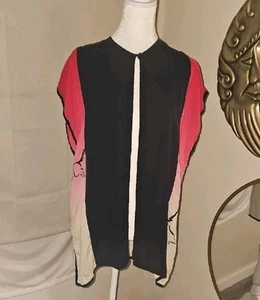 Anne Namba Silk Top Womens OS Color Block Vintage Tunic Horse Print - Picture 1 of 9