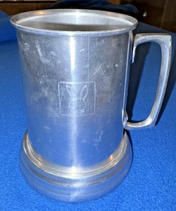 Playboy Metal and Glass Tankard Mug Official Logo on Both Sides Vintage - Picture 1 of 11