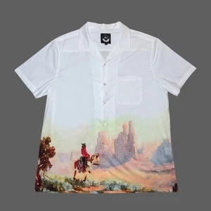 Qilo x BCS Painted Canyon Landscape Resort Shirt White Multicolor L - Picture 1 of 11
