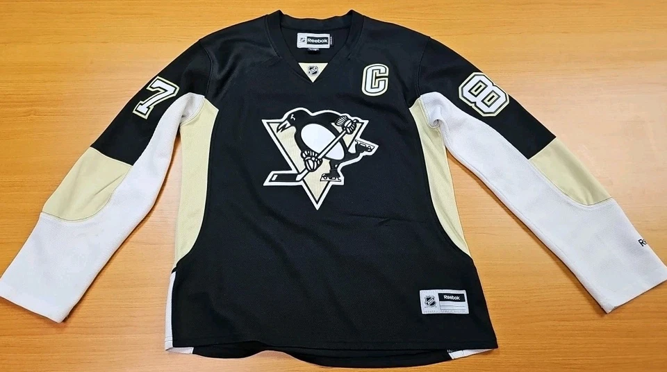 Camiseta deportiva de hockey para mujer LG Reebok cosida Pittsburgh Penguins #87 Sidney Crosby NHL  Foto 1 de 4