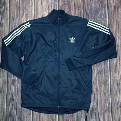 Vintage Addias Trefoil Track Jacket  Navy Striped Men's Large Blue - Image 1 of 4