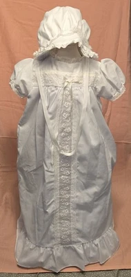 Vintage Baby Christening Gown And Bonnet - Image 1 of 4