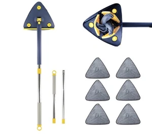 Triangle Mop with Adjustable 52" Long Handle - 360° Rotatable Multi-Purpose Clea - Picture 1 of 2