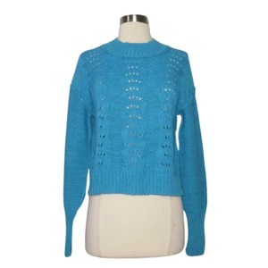 Free People Neu mit Etikett Blue Bell Song Pullover Strick Cropped Pullover Damengröße Small - Bild 1 von 13