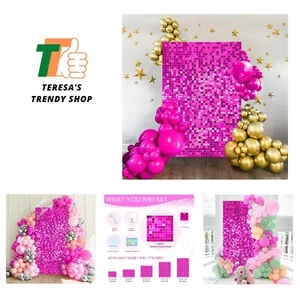 Hot Pink Shimmer Wall Backdrop 3FTx4FT Sparkle Backdrop Shiny Backdrop for Pa... - Picture 1 of 8