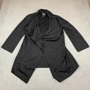 St. John Sweater Womens Size M Black Wool Leopard Caviar Open Front Cardigan - Picture 1 of 17