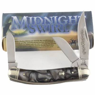Faca de bolso Rough Rider Midnight Swirl Stockman #959 alças 3 lâminas dobráveis - Imagem 1 de 4