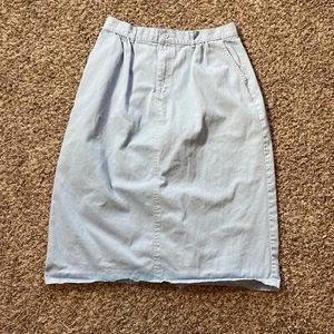 Vintage LL Bean Denim Skirt Size 30 Blue Modest 90's USA Made - Pre-Owned - Picture 1 of 7