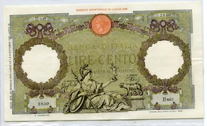 REGNO100 LIRE CAPRANESI AQUILA ROMANA TESTINA FASCIO 24 GENNAIO 1942 spl - Foto 1 di 2