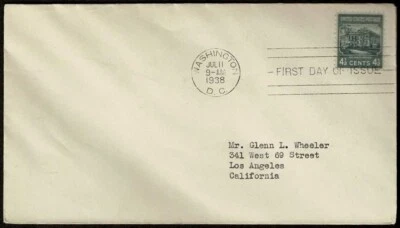SE39 UNITED STATES 1938 FDC 4½  cents White house gray - Image 1 of 2