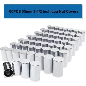 60 pièces couvre écrous à crampons chromés 33 mm cylindre supérieur plat plastique ABS pour semi camion - Photo 1 sur 5