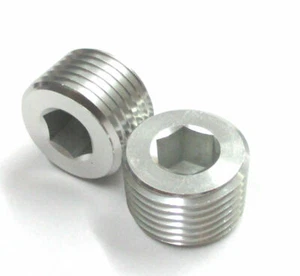 Pipe Plugs 1/8" NPT Aluminum w/ allan head Pair of Silver anodized  Aluminum  - Imagen 1 de 2