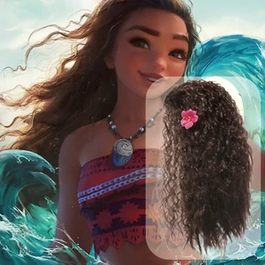 ⭐Moana Vaiana Puszysta peruka Moana Hawajska księżniczka Cosplay Kostium Włosy DEU - Zdjęcie 1 z 6