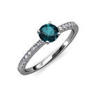 Round London Blue Topaz and Diamond Engagement Ring 1.25 ctw 14K Gold JP:113210