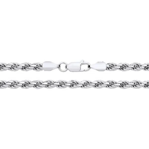 Sterling Silver 4mm Diamond Cut Solid Rope Chain Necklace 20" 22" 24" 26" 30" - Picture 1 of 6