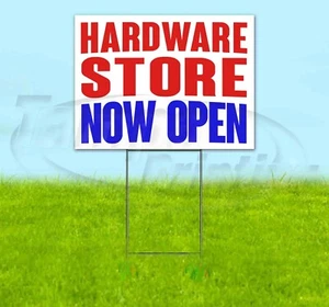 HARDWARE STORE NOW OPEN Yard Sign Corrugated Plastic Bandit Lawn Decoration USA - Picture 1 of 5