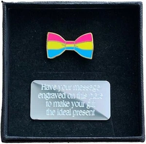 Smartbadge® Pansexual Bow Tie Enamel Lapel Pin Badge in Personalised Gift Box - Picture 1 of 5