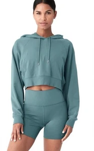 ALO Yoga Cropped Double Take Hoodie in Teal Agate- Size XS - Picture 1 of 6