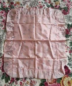 Vintage Satin Pink Peach Floral Cushion Cover. Bedroom Frilled Cushion Cover - Picture 1 of 5