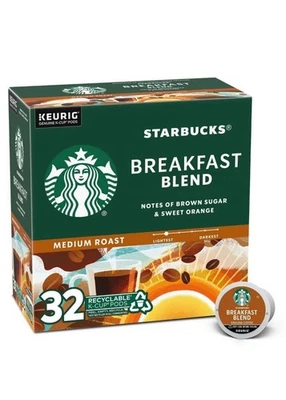 Starbucks Medium Roast Coffee Pods Breakfast Blend for Keurig Brewers 128 Count